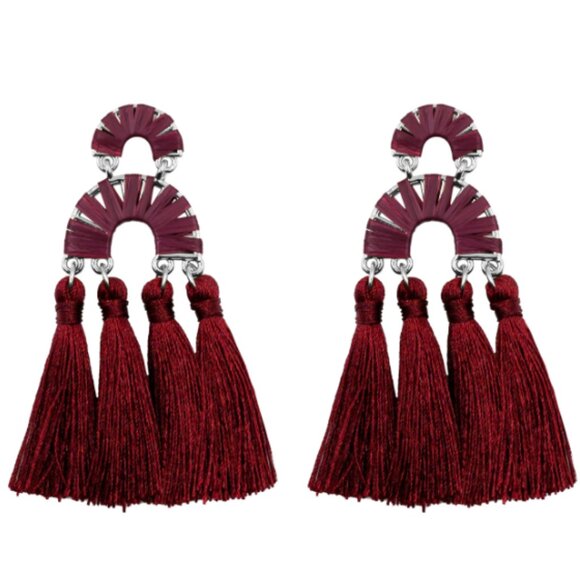 Kinsley Armelle Jewelry - Kinsley Armelle Pavlova Collection Silver Maroon Earrings NWT